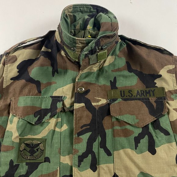 US Army Coat Cold Weather Camouflage Pattern Jacket Mens Small M65 Military Hood - Picture 2 of 16